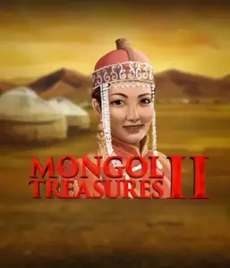 Discover the rich heritage of Mongolia with the Mongol Treasures 2 game by Endorphina, highlighting a graceful Mongolian woman adorned in traditional attire against a golden Mongolian steppe backdrop. This image captures the beauty of Mongolian history, providing a unique cultural journey. 